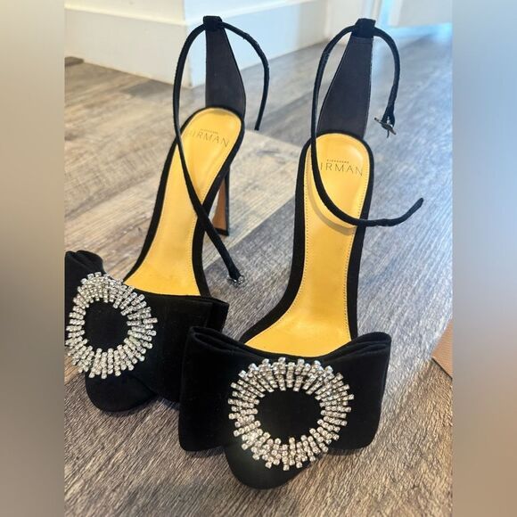 Alexandre Birman Black Heeled bow Sandals - Picture 1 of 8